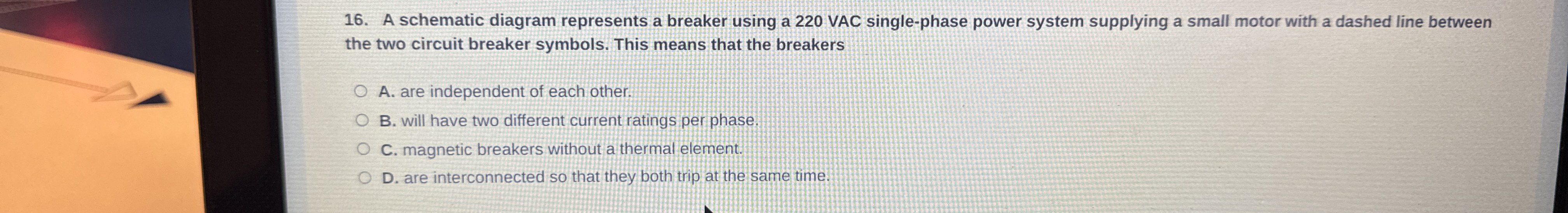 A schematic diagram represents a breaker using a