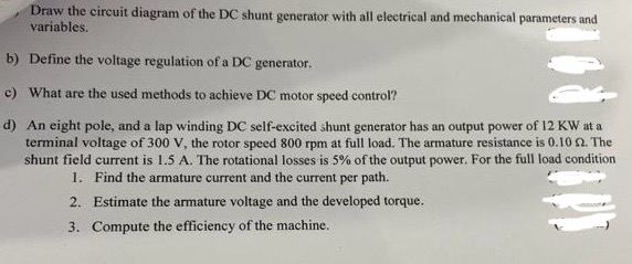 Draw the circuit diagram of the DC shunt