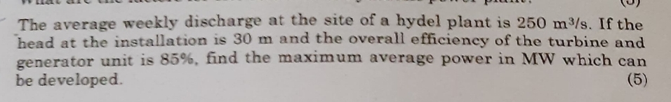 The average weekly discharge at the site of a