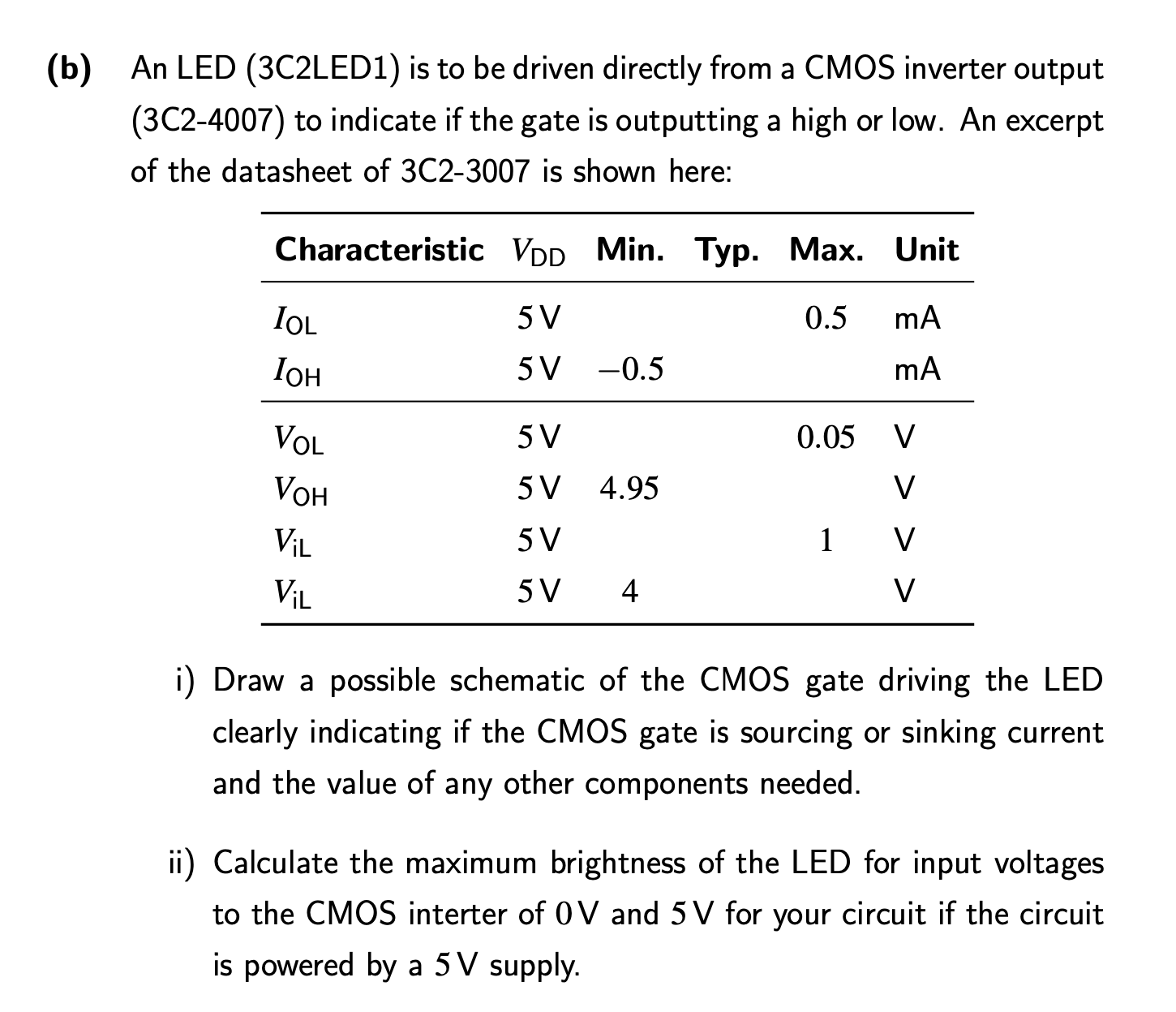 ( b ) An LED ( 3 C 2 LED 1 ) is to be driven