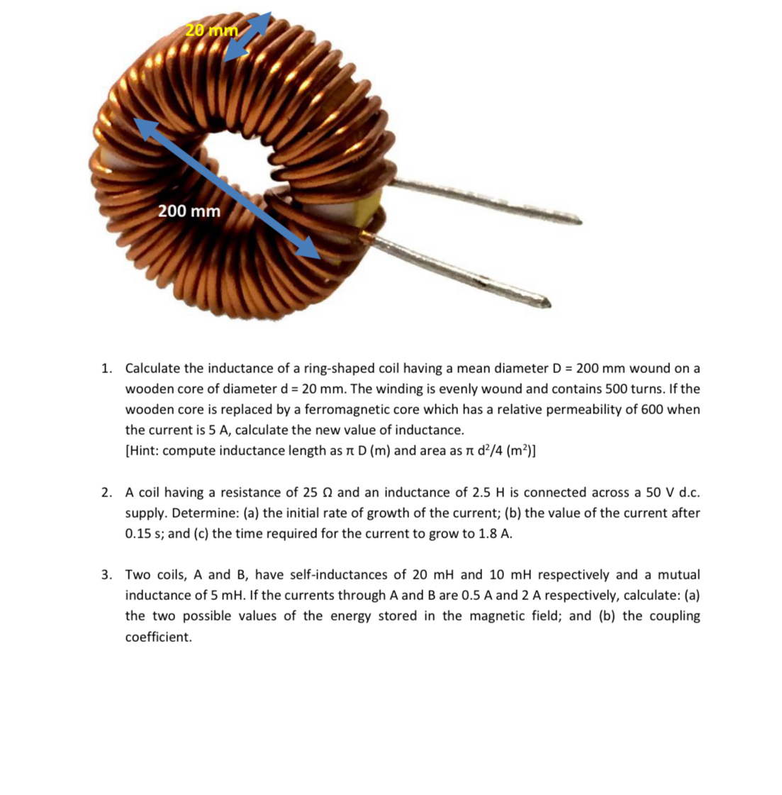 Calculate the inductance of a ring - shaped coil