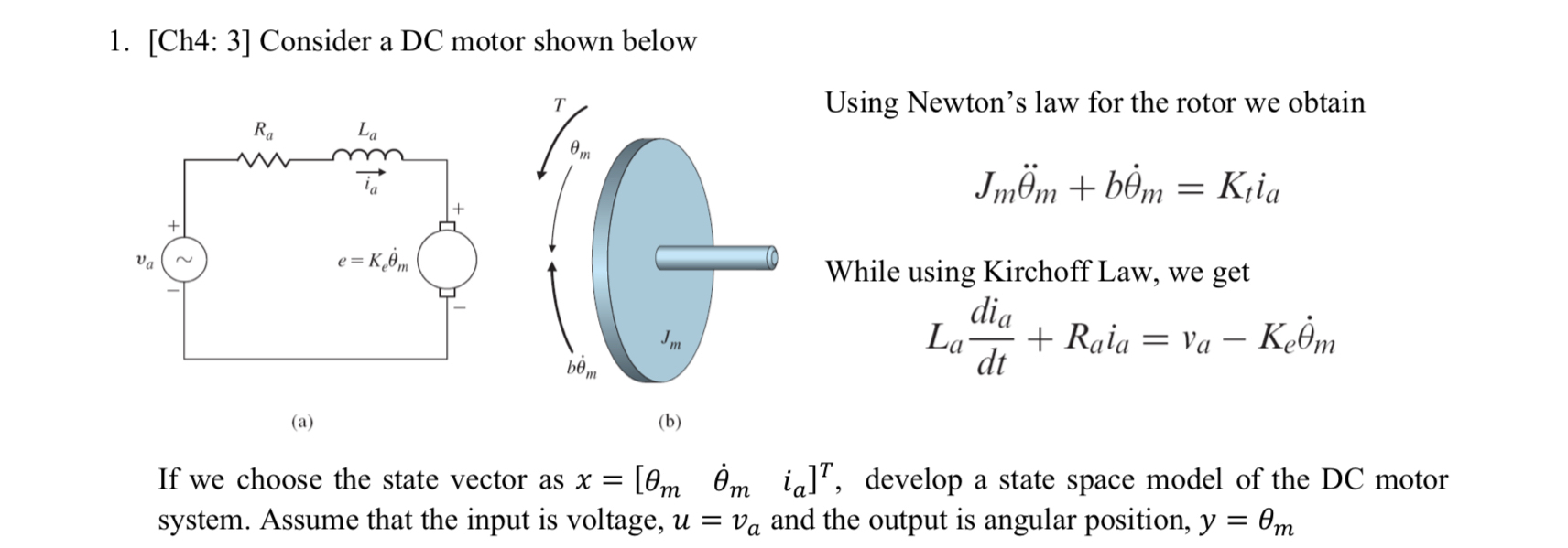 [ Ch 4 : 3 ] Consider a DC motor shown below