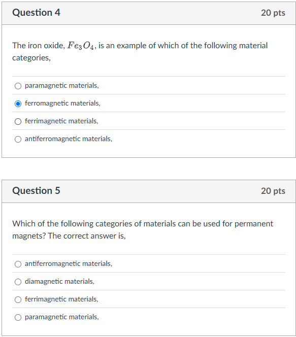 Question 4 The iron oxide, \ ( \ mathrm { Fe } _
