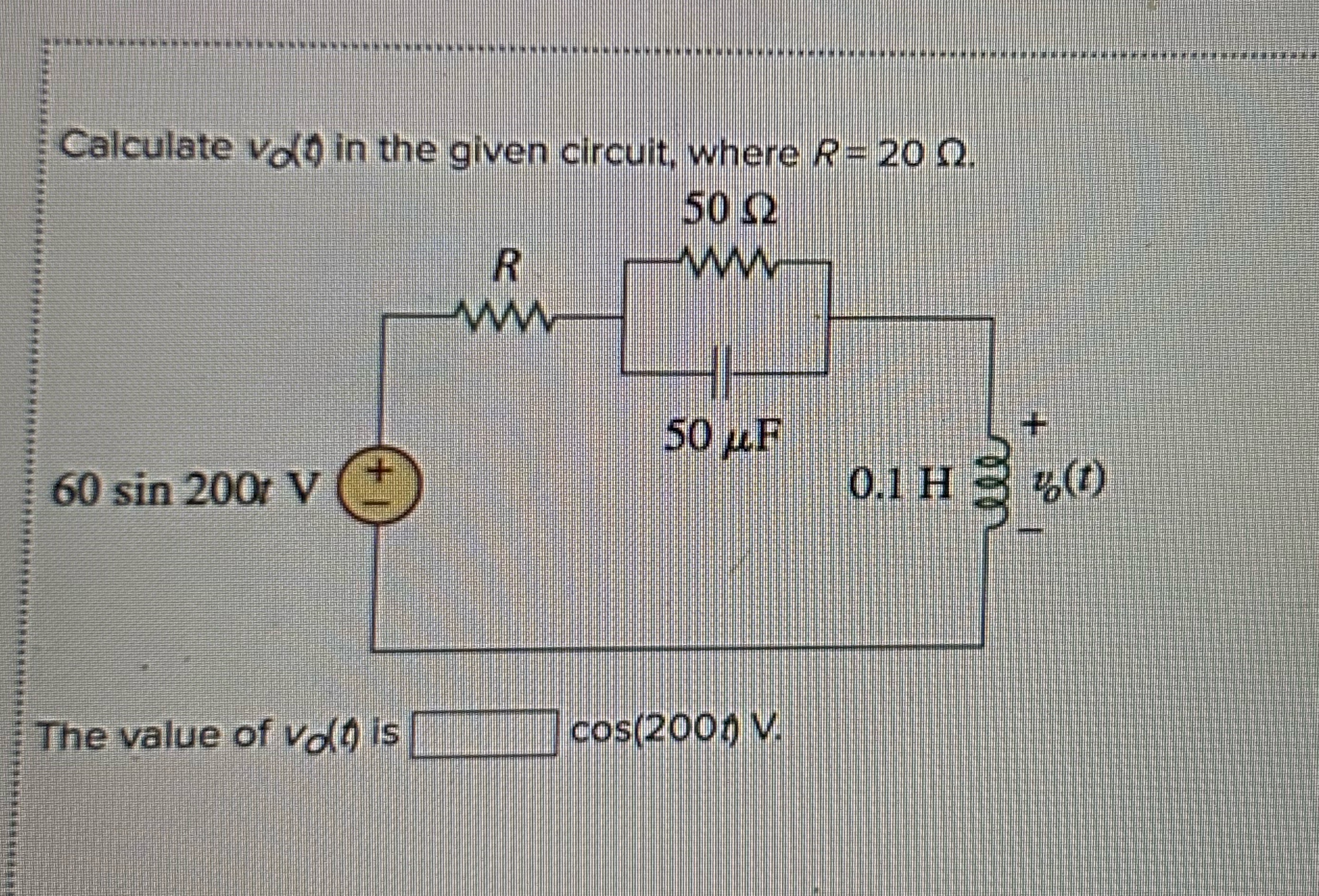 Calculate v ( d ) in the given circuit, where R =