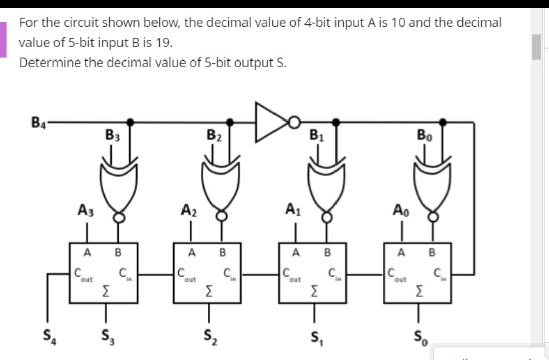 For the circuit shown below, the decimal value of