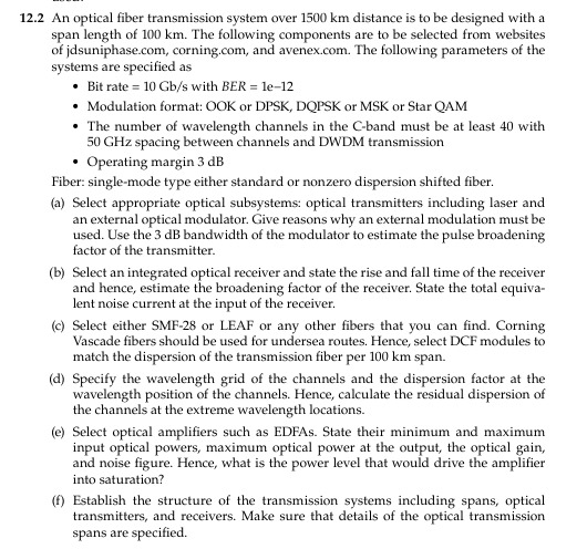 1 2 . 2 An optical fiber transmission system over