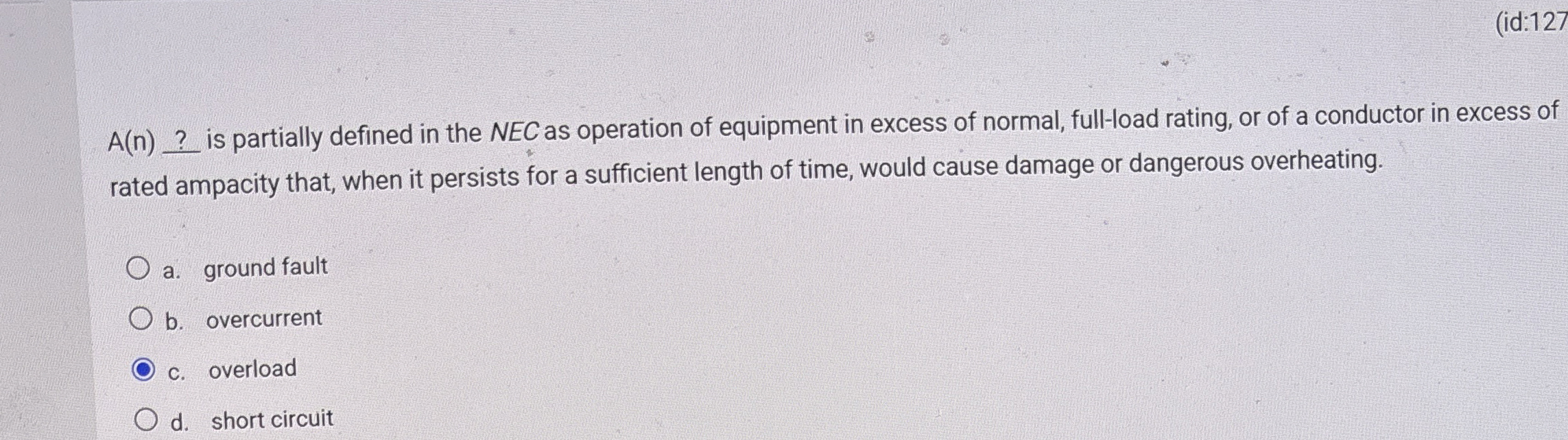 A ( n ) ? is partially defined in the NEC as