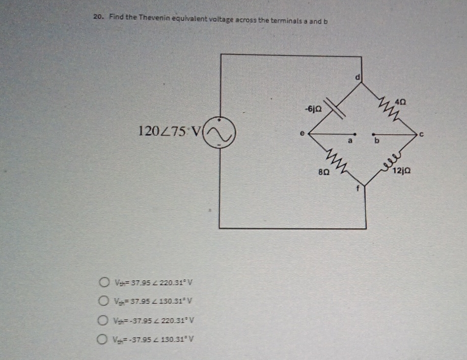 Find the Thevenin equivalent voltage across the