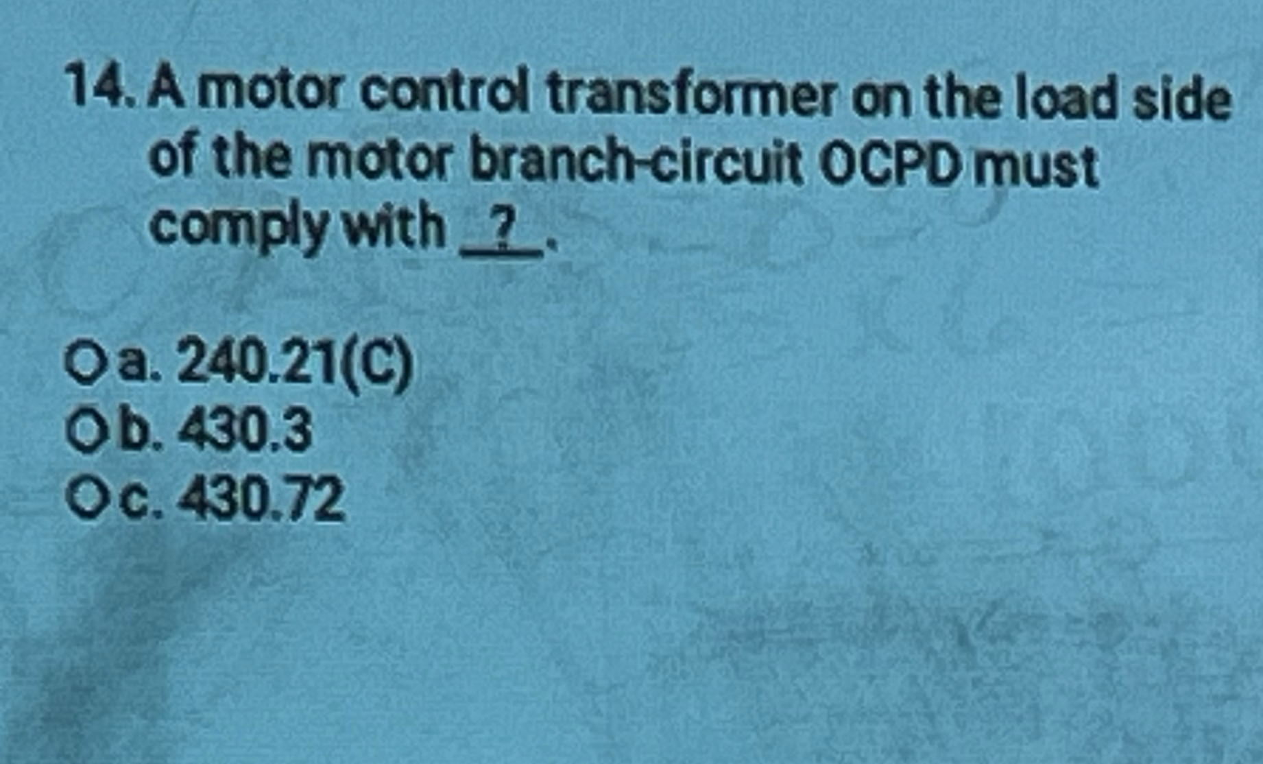 A motor control transformer on the load side of