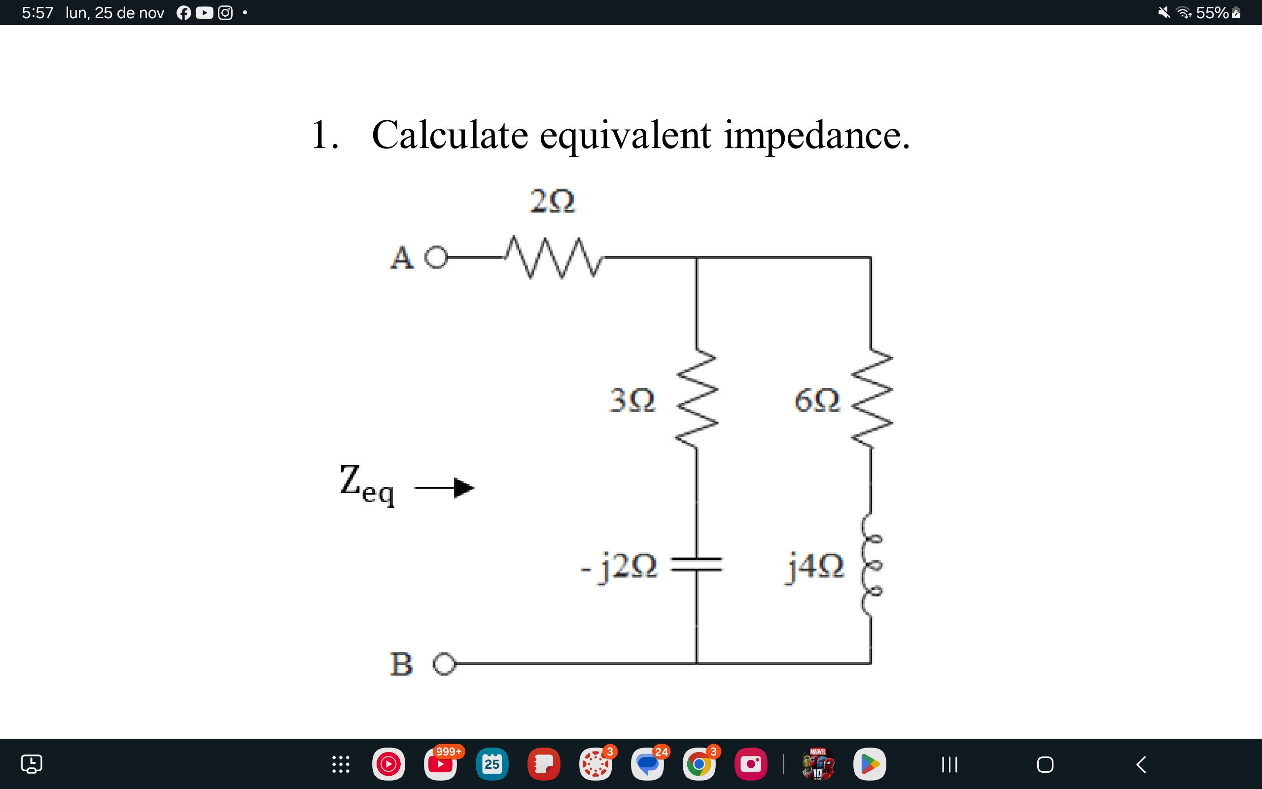 1 . Calculate equivalent impedance. Answer is: 4