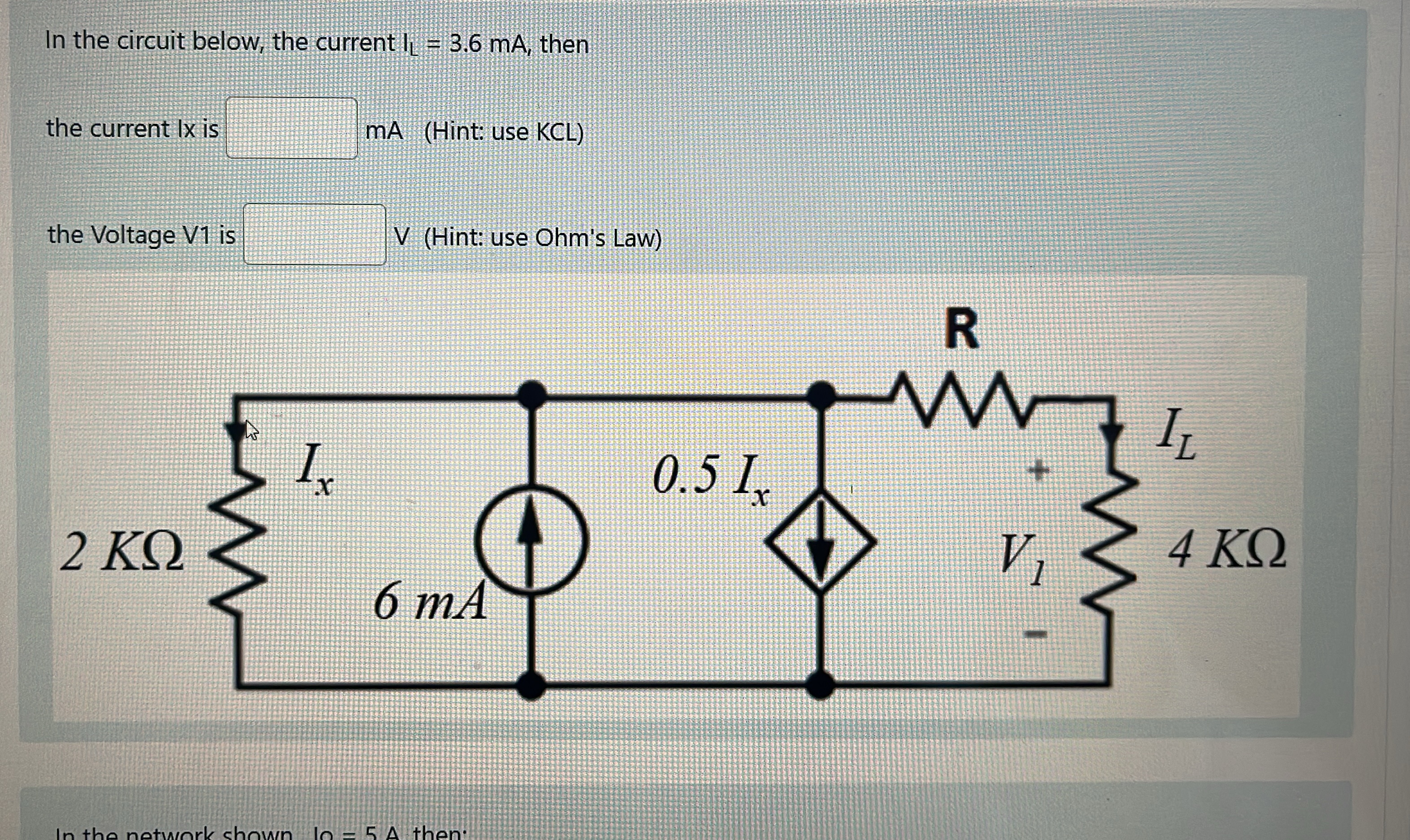 In the circuit below, the current l L = 3 . 6 m A
