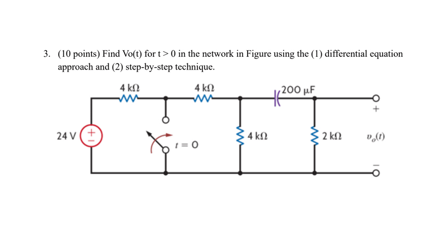 Find V o ( t ) for t > 0 in the network in Figure