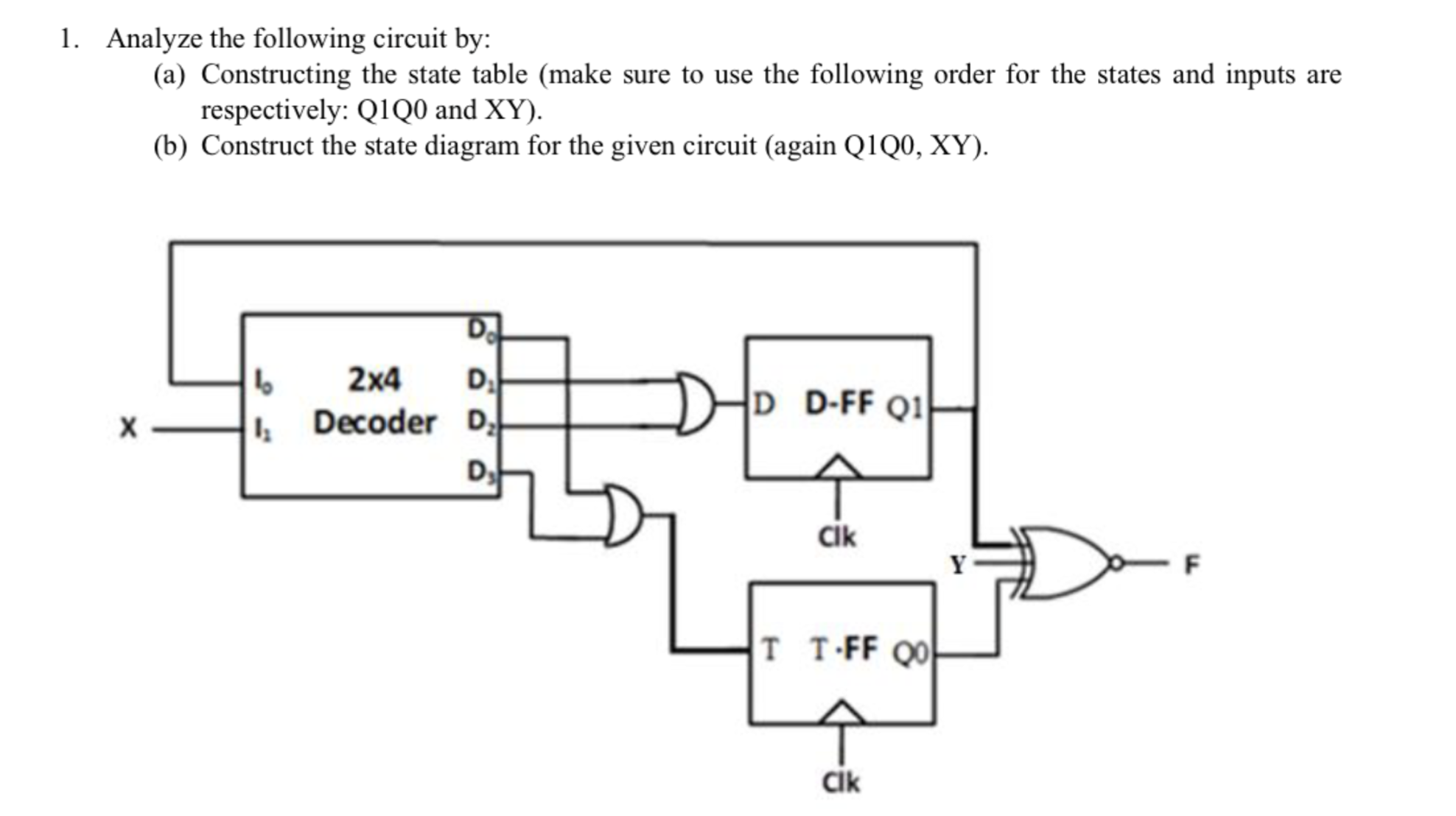 Digital Design: Analyze the following circuit by: