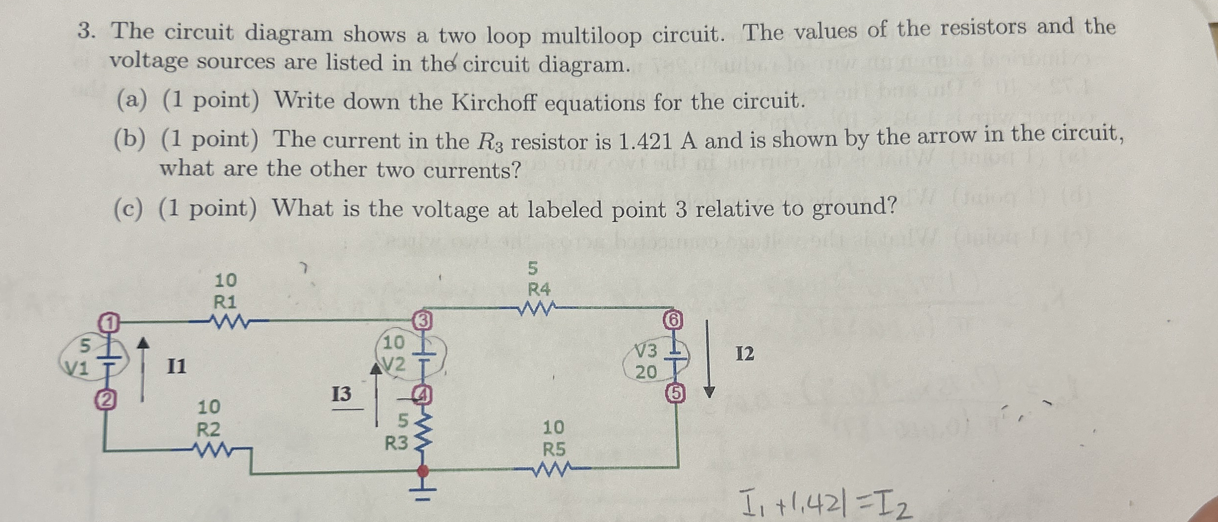 The circuit diagram shows a two loop multiloop