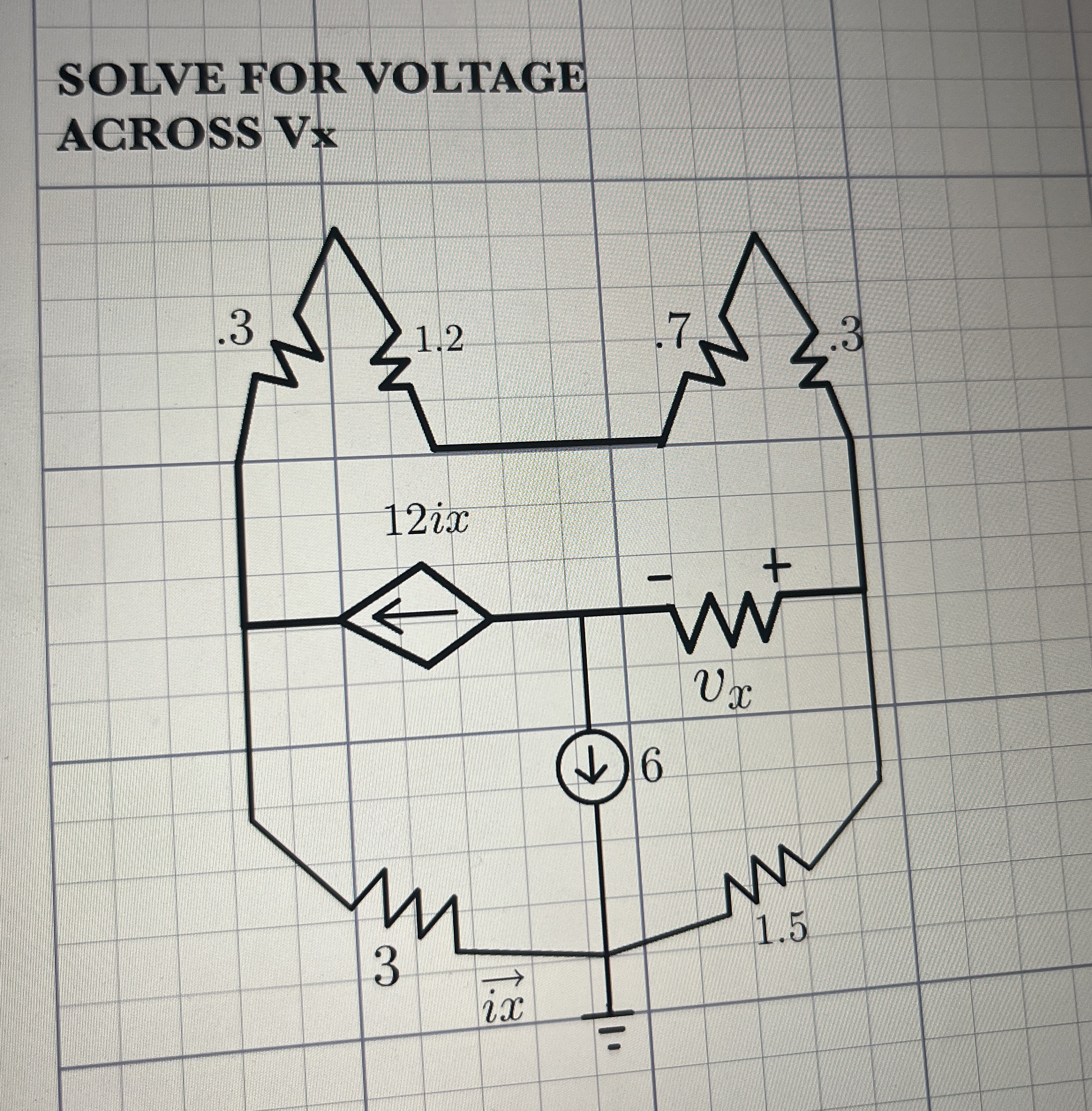 SOLVE FOR VOLTAGE AGROSS V x