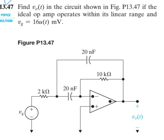 1 3 . 4 7 Find v o ( t ) in the circuit shown in