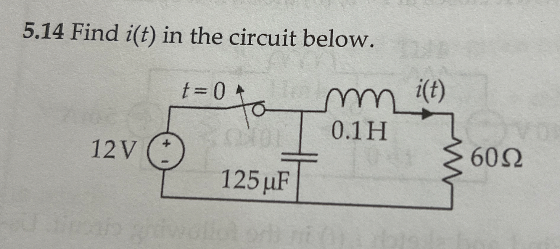 5 . 1 4 Find i ( t ) in the circuit below.