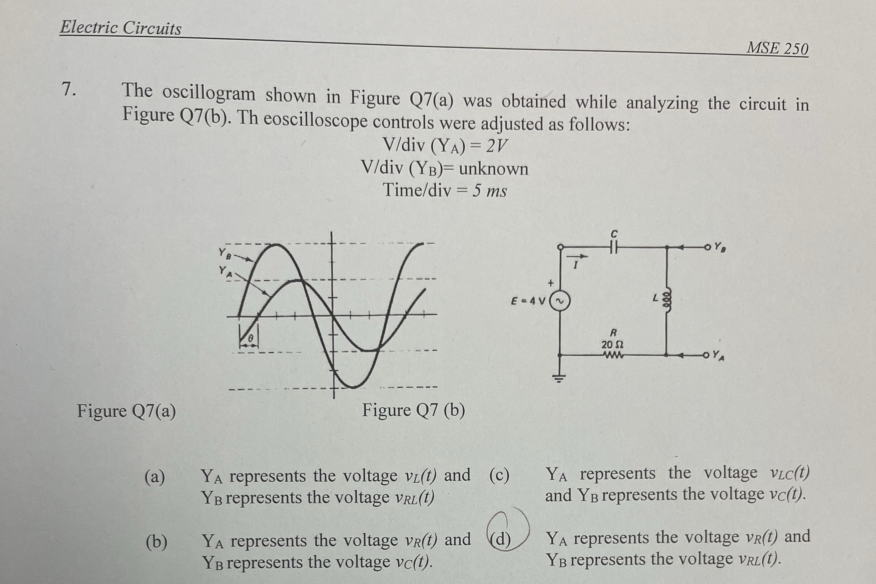 Electric Circuits MSE 2 5 0 7 . The oscillogram