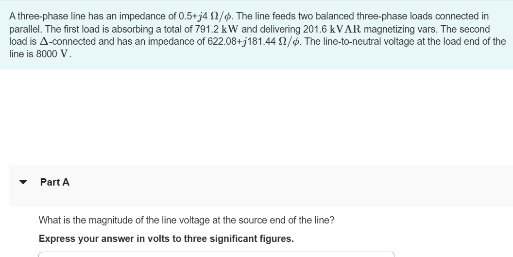 A three - phase line has an impedance of 0 . 5 +