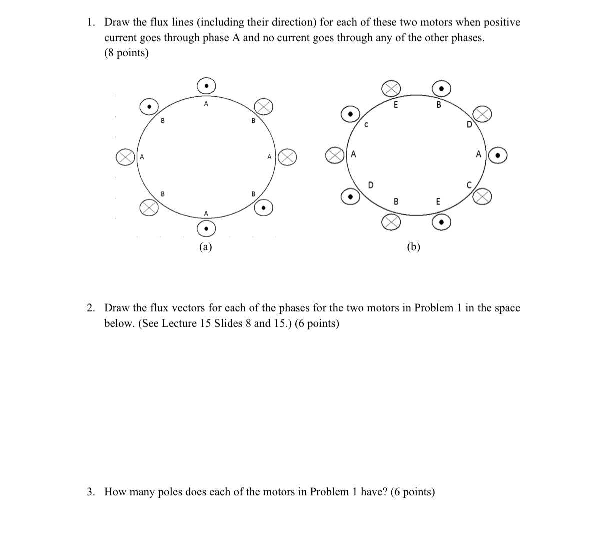Draw the flux lines ( including their direction )