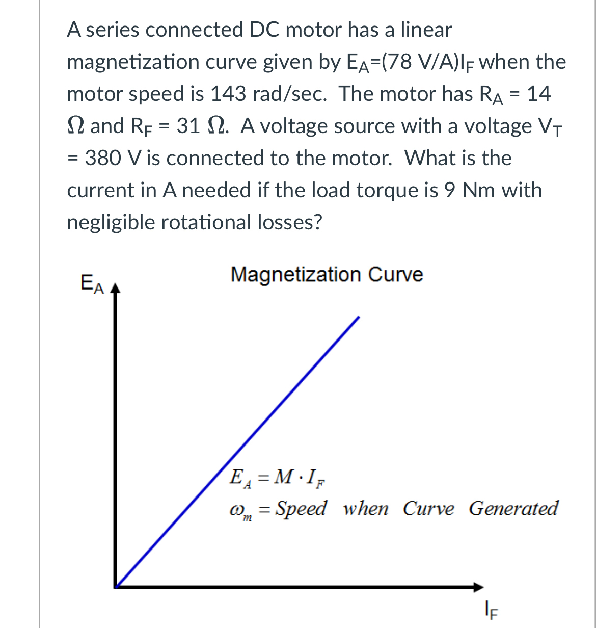 A series connected DC motor has a linear