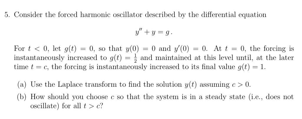 Consider the forced harmonic oscillator described