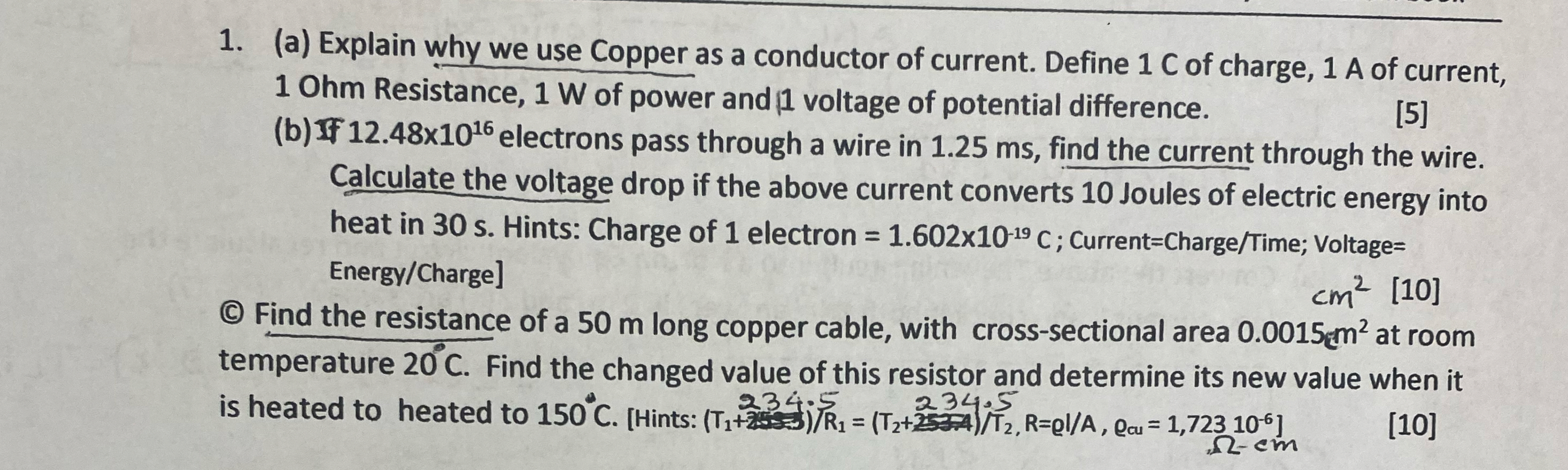 ( a ) Explain why we use Copper as a conductor of
