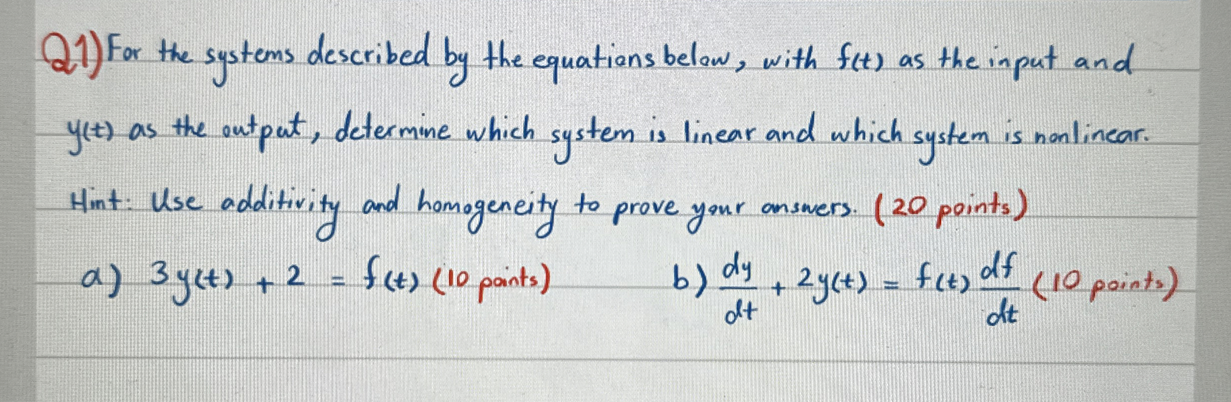 For the systems described by the equations belaw,