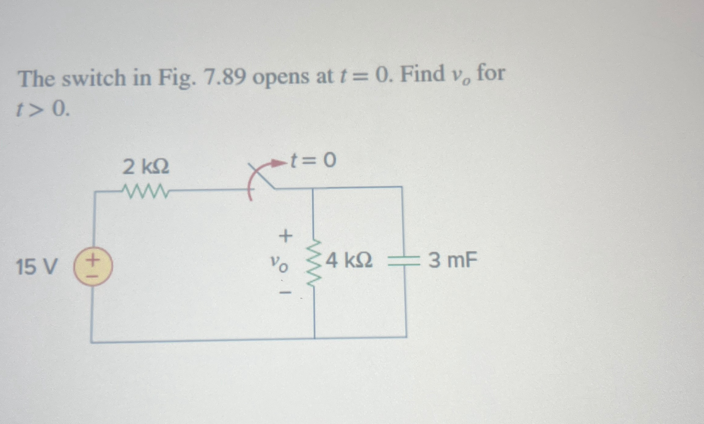The switch in Fig. 7 . 8 9 opens at t = 0 . Find