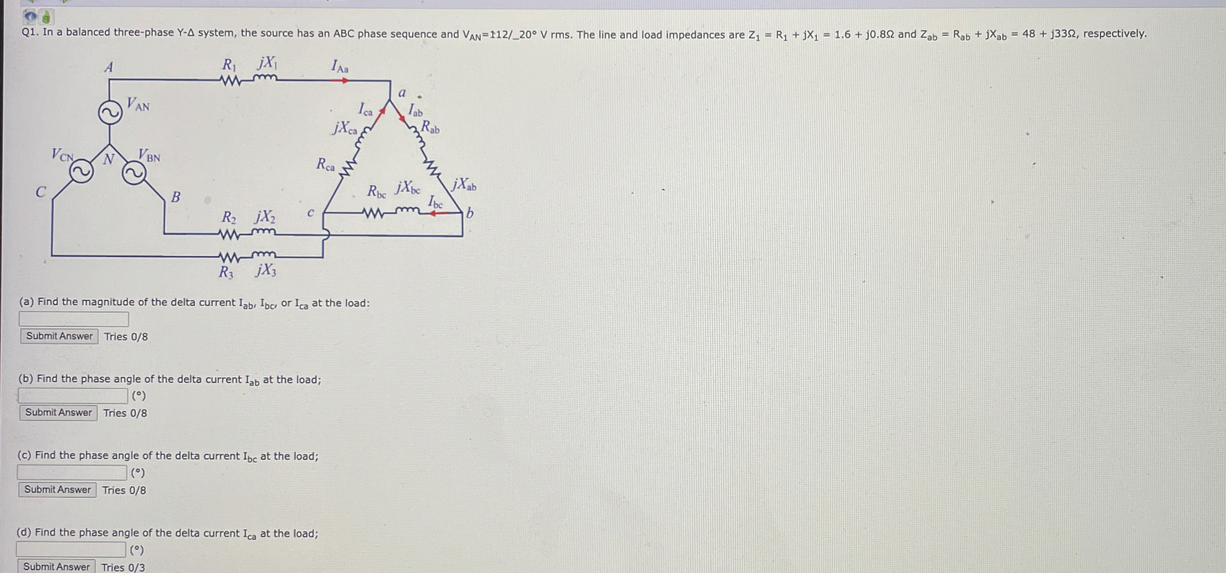 ( a ) Find the maanitude of the delta current I a