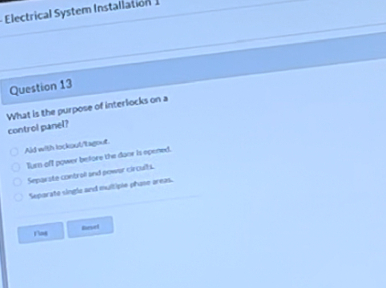 Electrical System Installation I Question 1 3