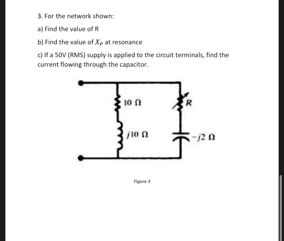 For the network shown: a ) Find the value of R b