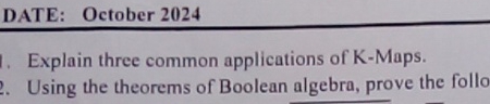 DATE: October 2 0 2 4 Explain three common