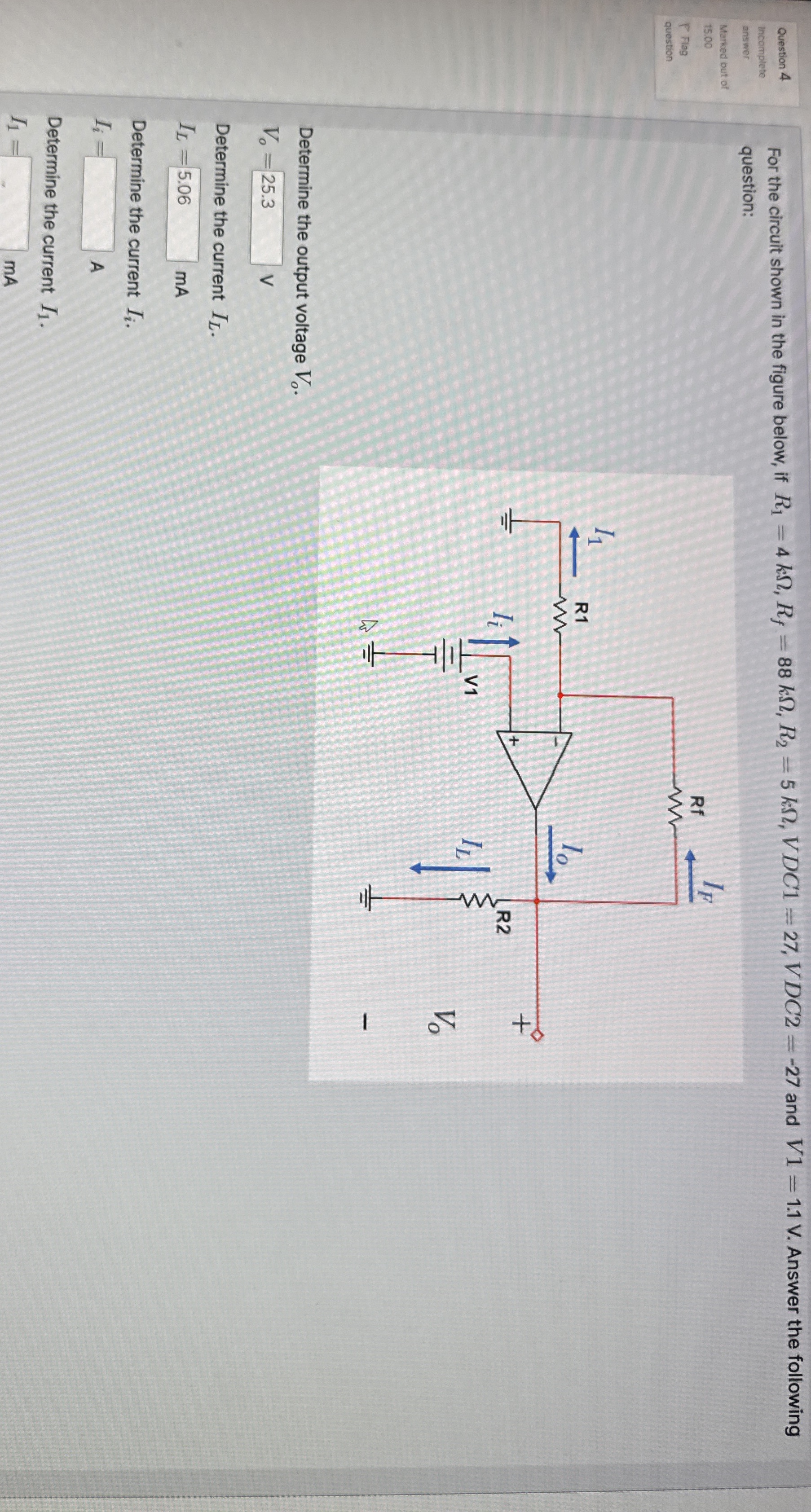 Question 4 incomplete answe Marked out of 1 5 . 0