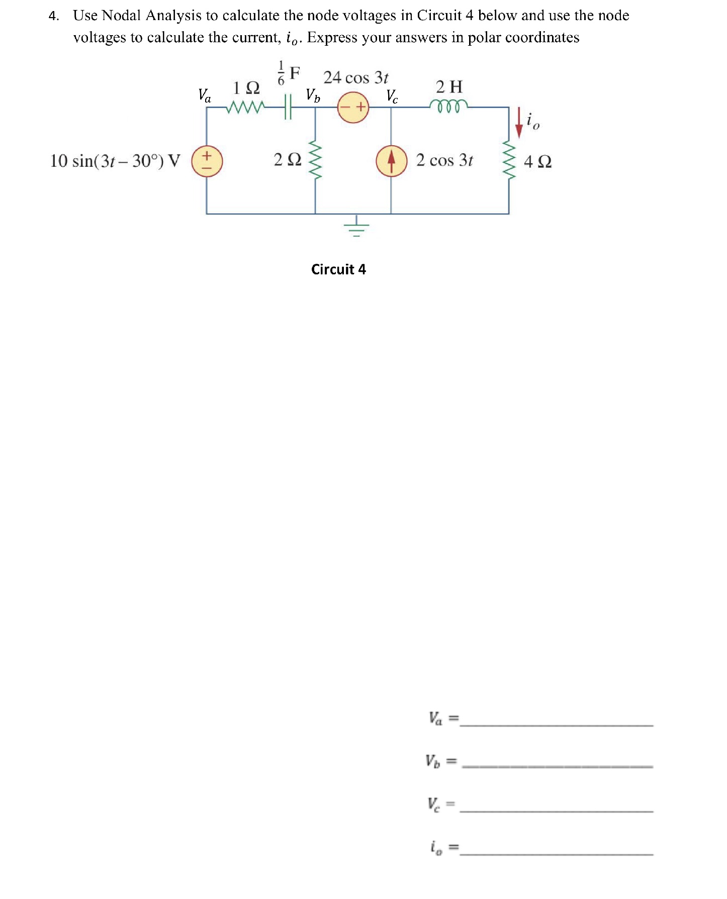 Use Nodal Analysis to calculate the node voltages