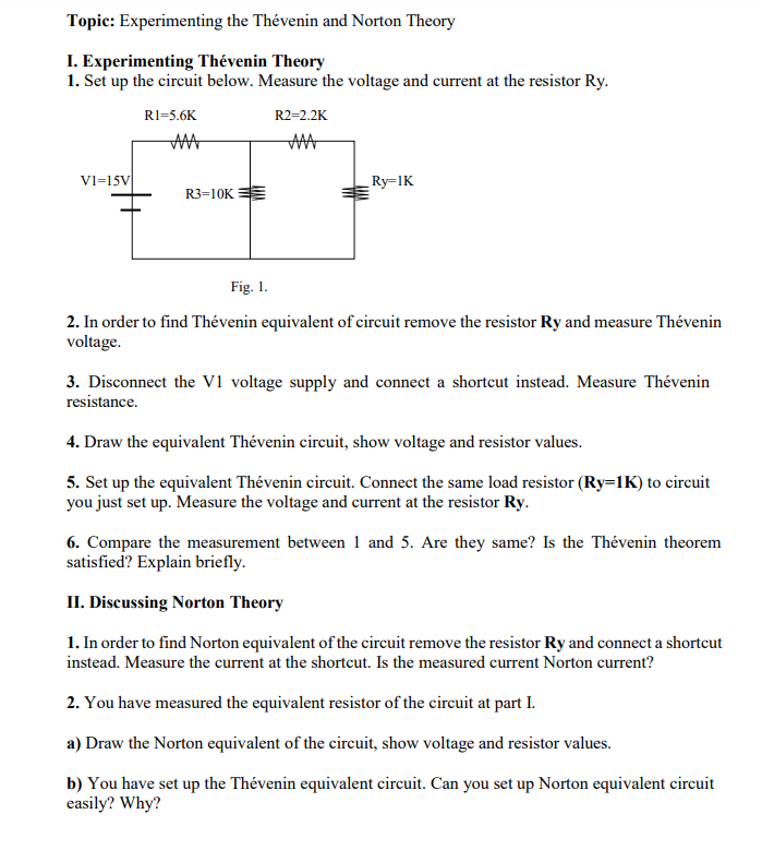 Topic: Experimenting the Th venin and Norton