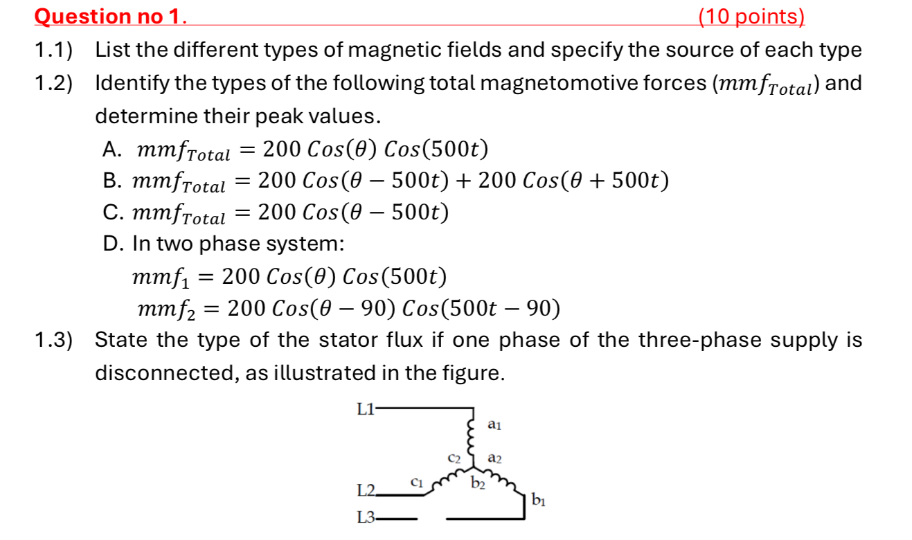 Question no 1 . ( 1 0 points ) 1 . 1 ) List the