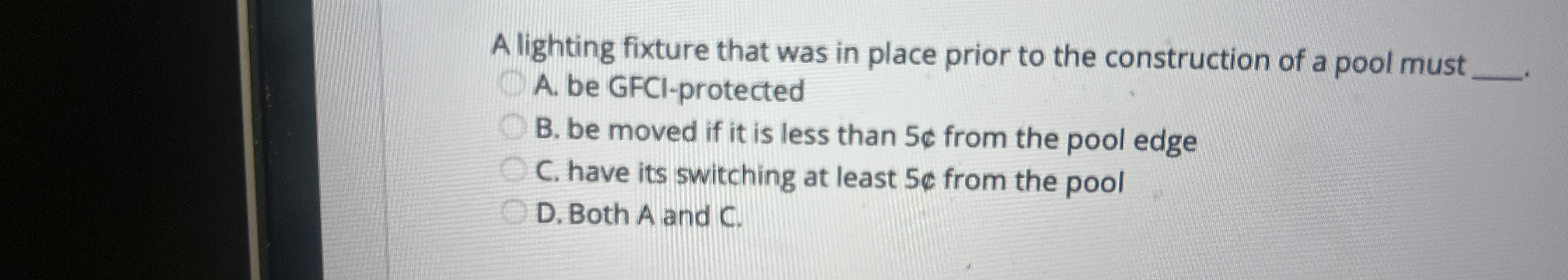 A lighting fixture that was in place prior to the