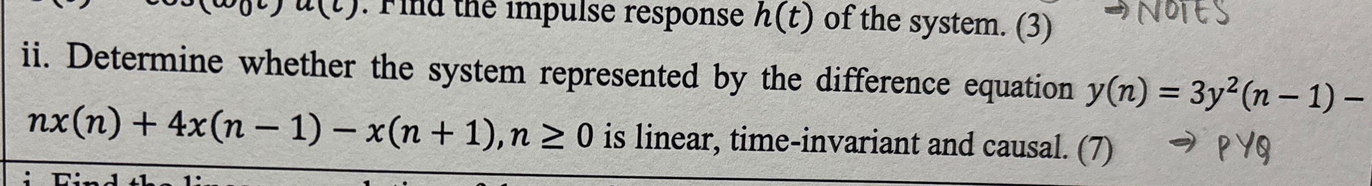 ii . Determine whether the system represented by