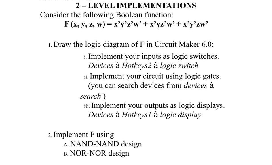 2 - LEVEL IMPLEMENTATIONS Consider the following