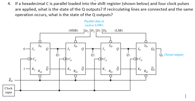 4 . If a hexadecimal C is parallel loaded into