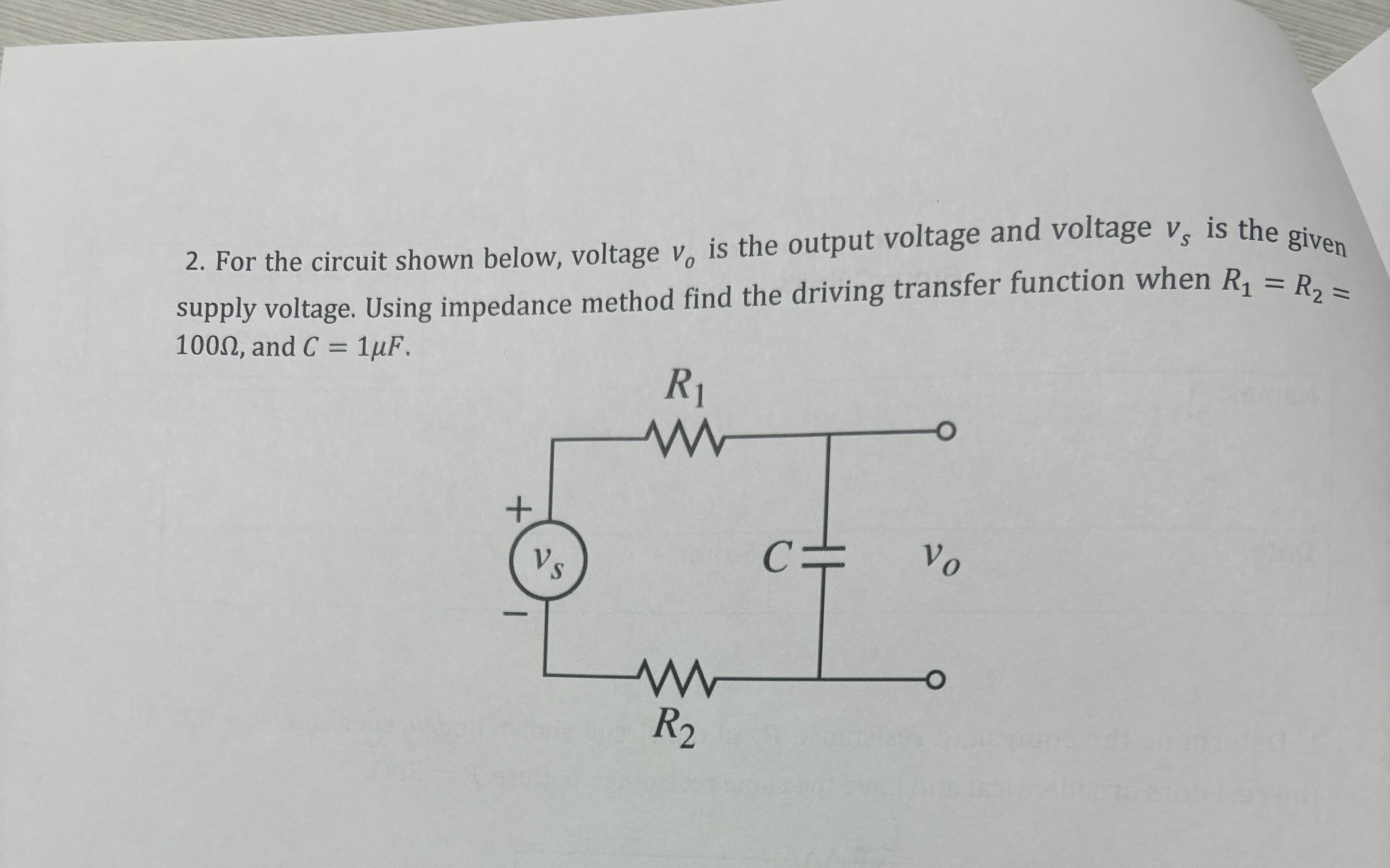 For the circuit shown below, voltage v o is the