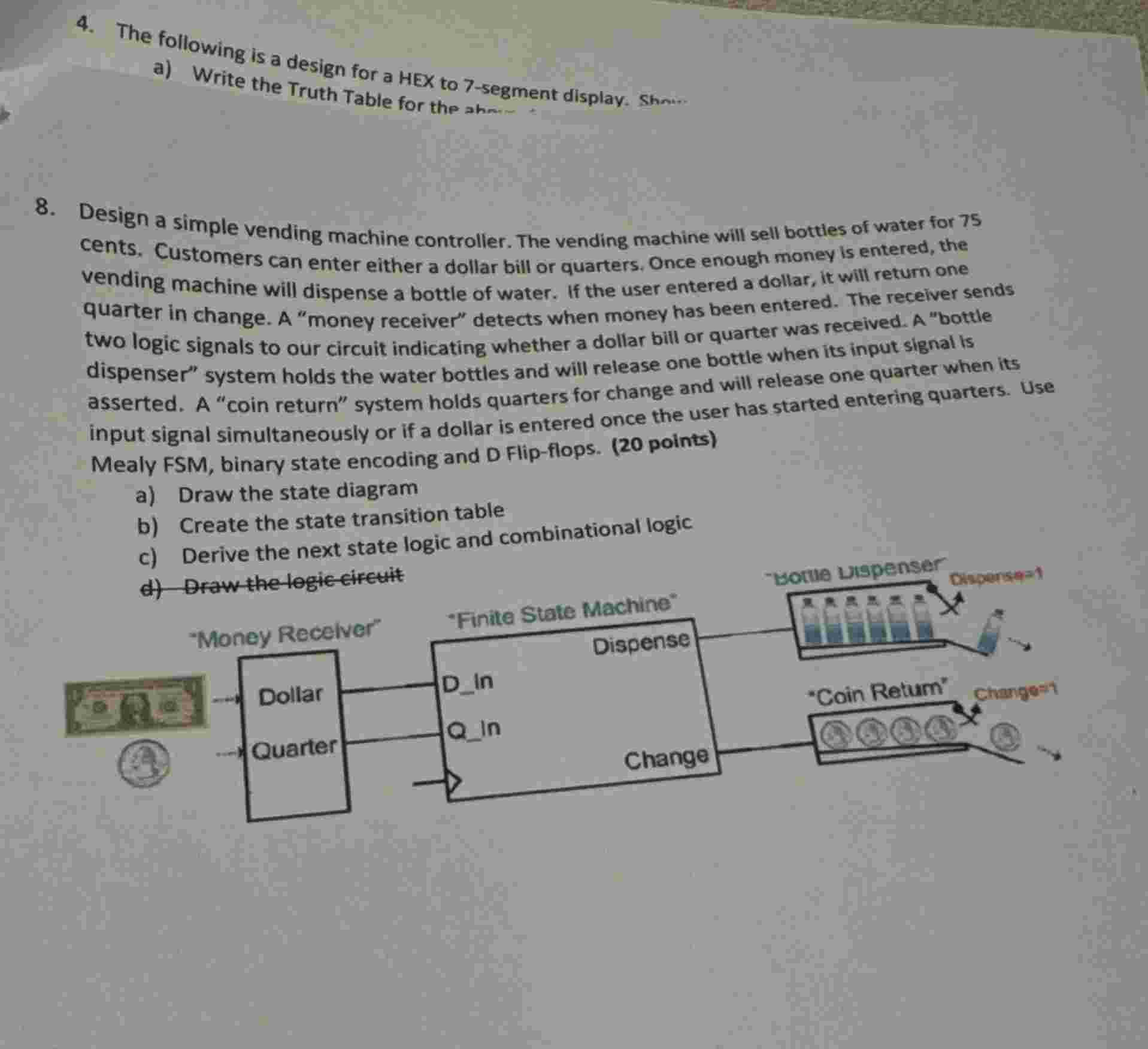 Design a simple vending machine controller. The