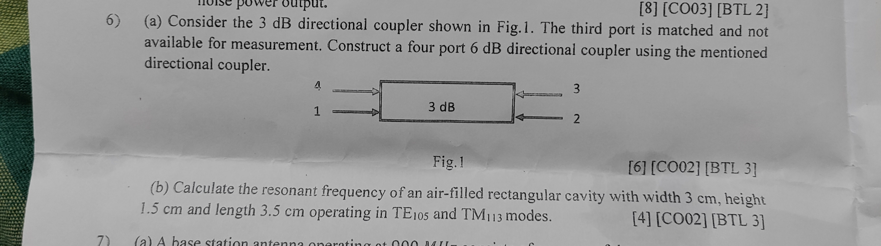 6 ) ( a ) Consider the 3 dB directional coupler