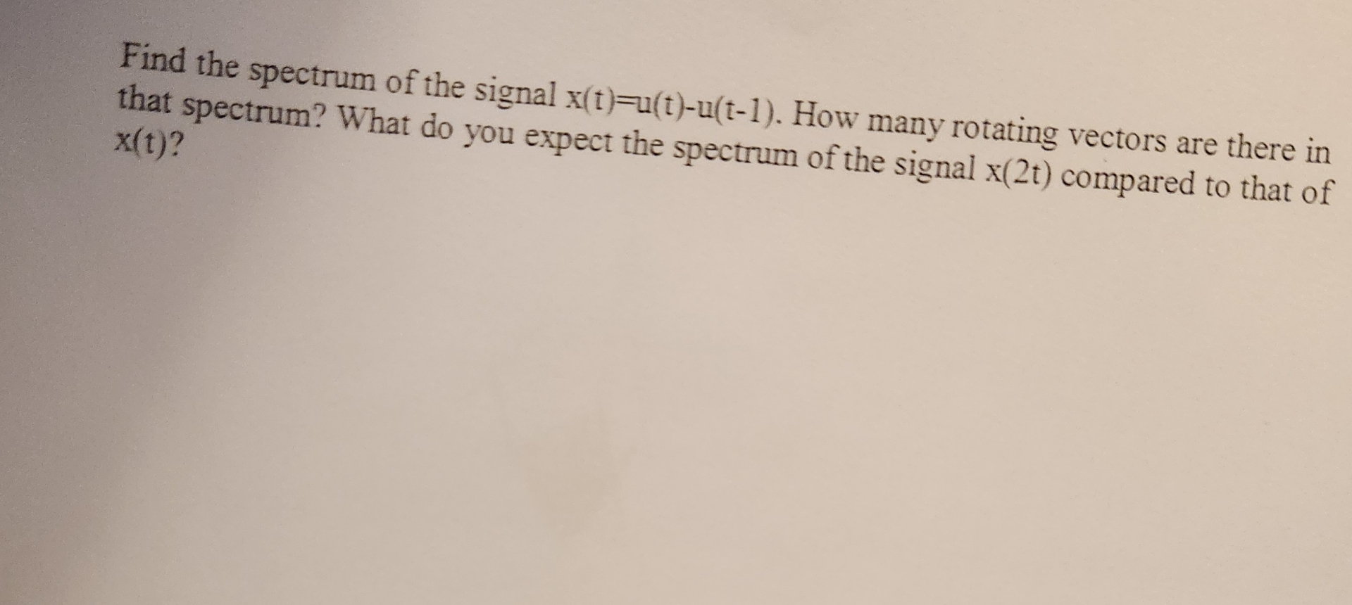 Find the spectrum of the signal x ( t ) = u ( t )