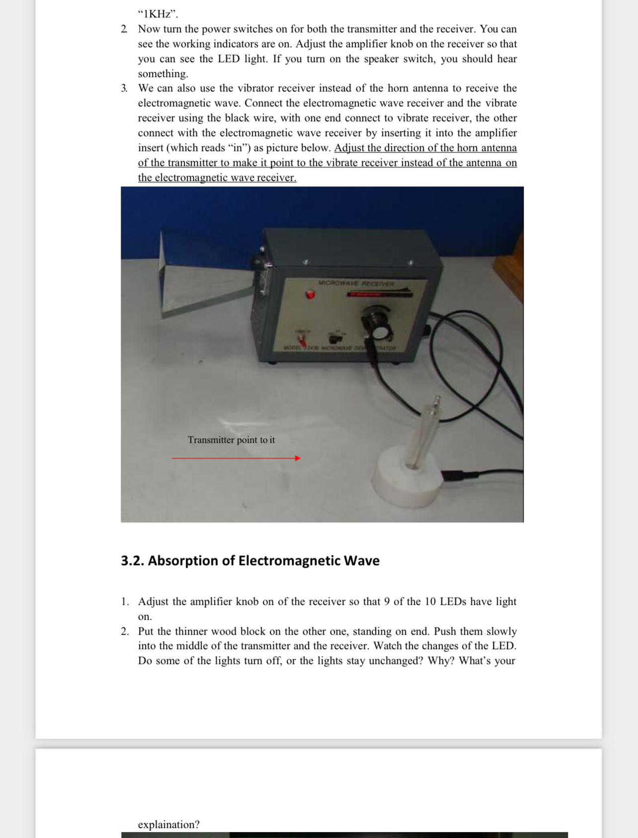 " 1 KHz " . 2 . Now turn the power switches on
