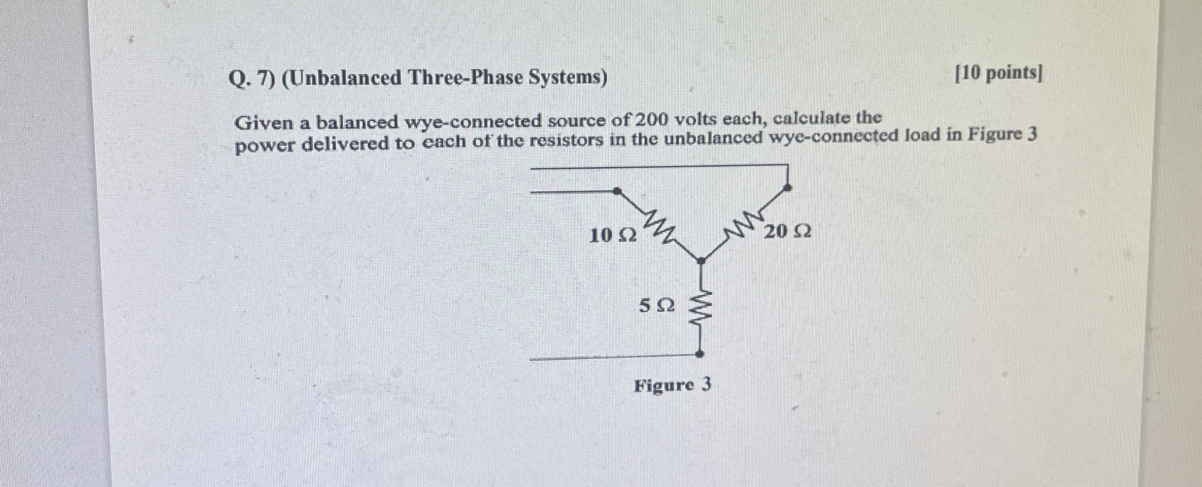 Q . 7 ) ( Unbalanced Three - Phase Systems ) [ 1