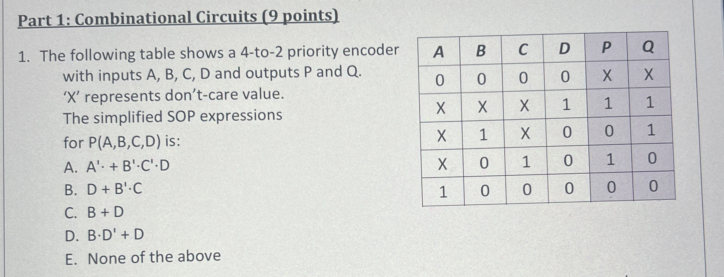 Part 1 : Combinational Circuits ( 9 points ) The