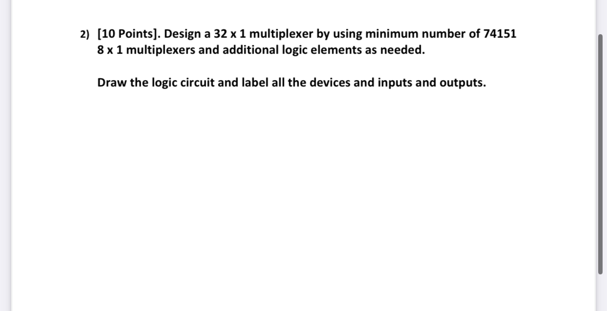 [ 1 0 Points ] . Design a 3 2 1 multiplexer by