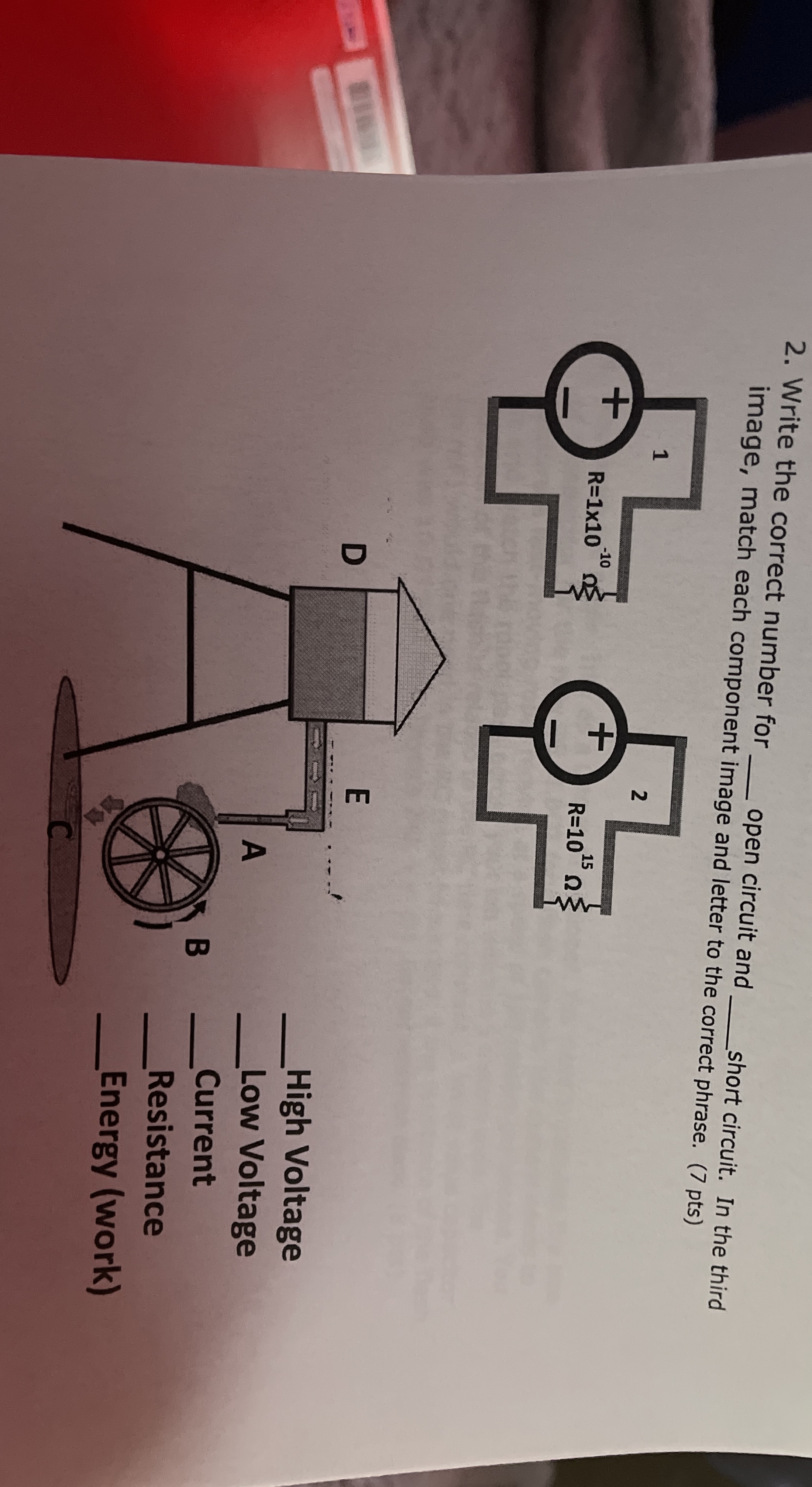 Write the correct number for q , image, match